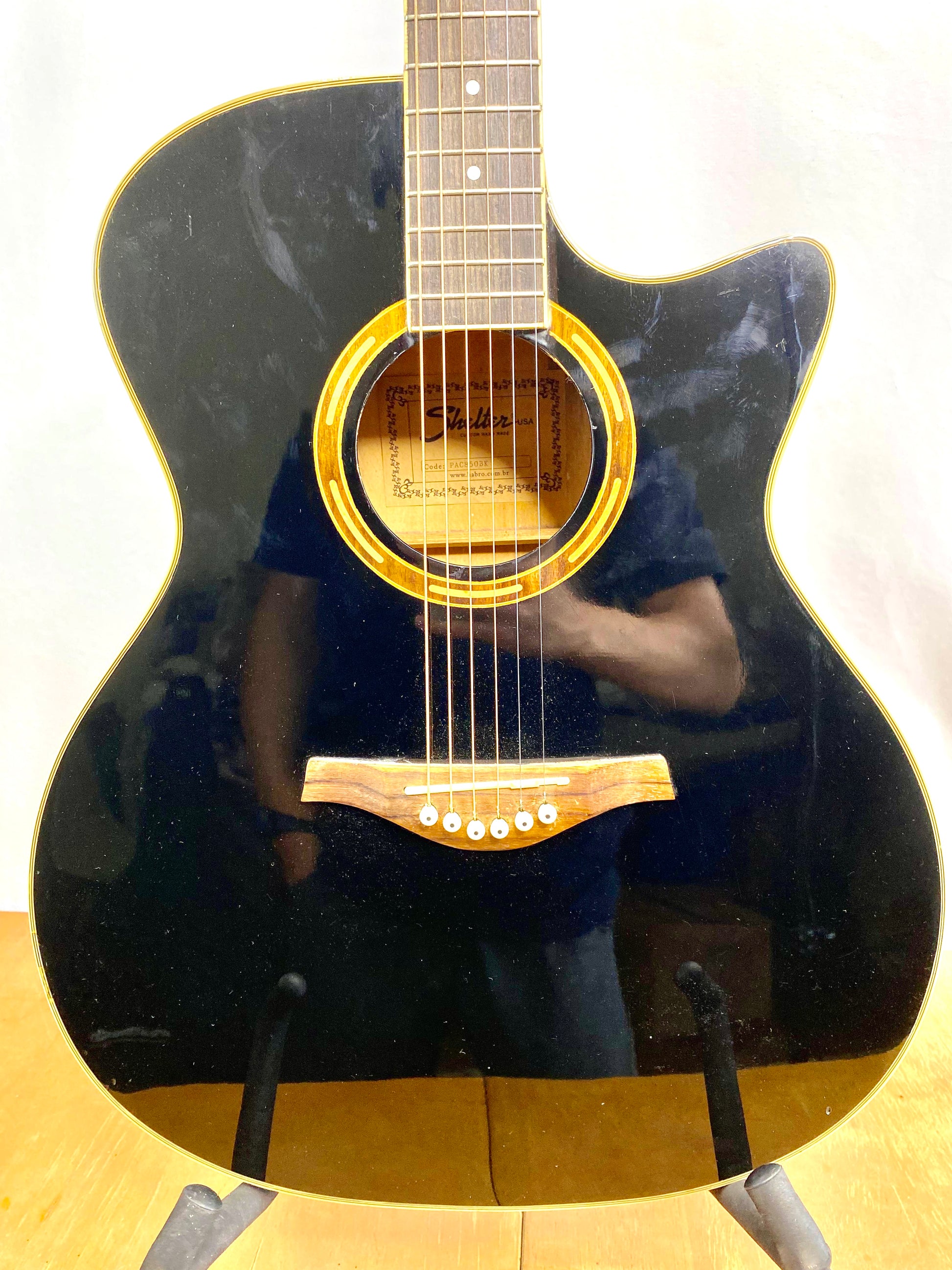 Violão Shelter Custon Hand Made - Eletroacústico - Usa #60 Preto Destro Rosewood