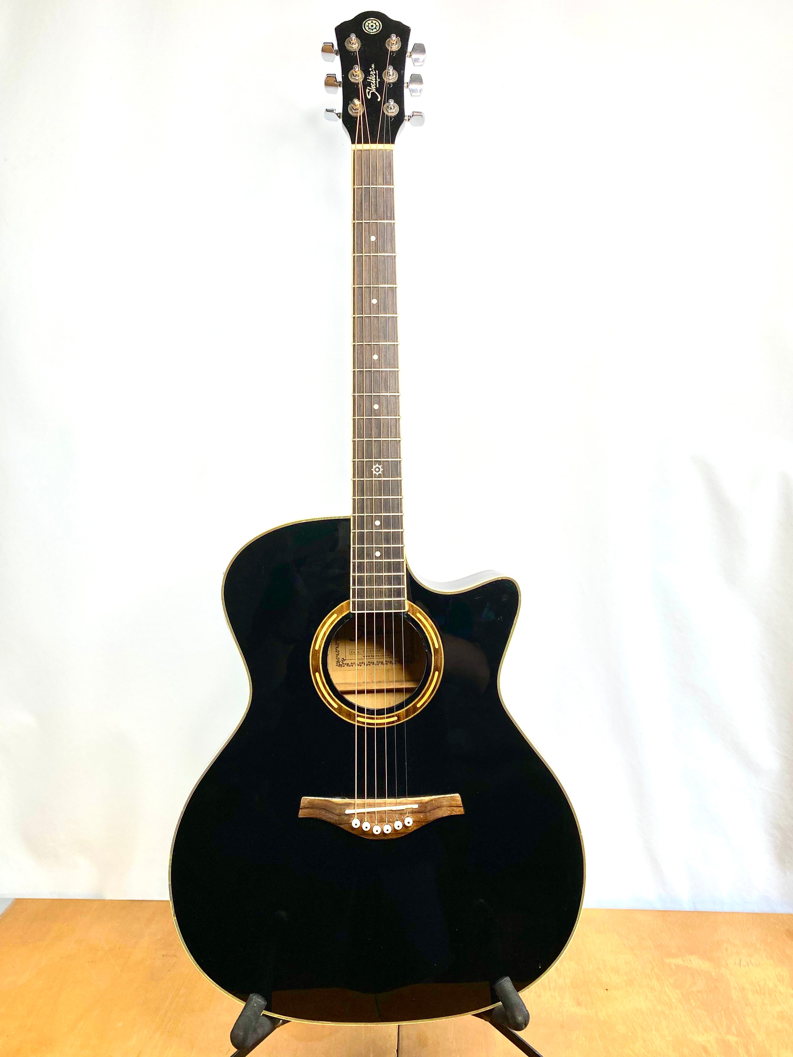 Violão Shelter Custon Hand Made - Eletroacústico - Usa #60 Preto Destro Pau-rosa