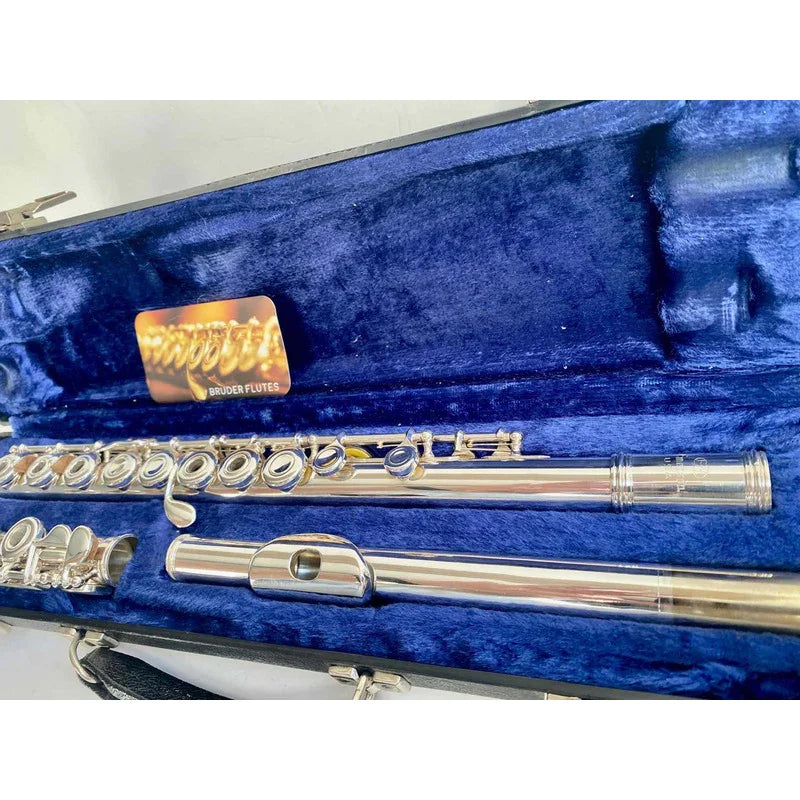 Flauta Transversal Emerson Eld Oh P.lábio+riser Prata Usa #9 Prata