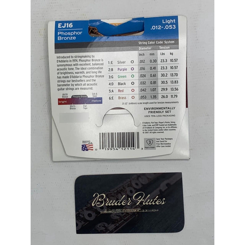Encordoamento Violao Aço Daddario Ej16 012 Phosphor Bronze