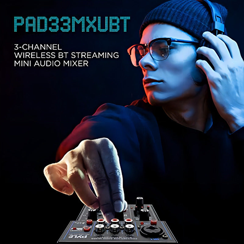 Mixer De Áudio Sem Fio Pyle Pad33mxubt Bluetooth Para Djs Com 5 Entradas