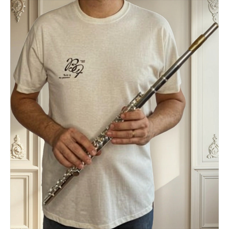 Camiseta Flauta Transversal Djalma Julliot - Project / Linho Linho Djalma Julliot Projeto Flauta Gg Estampa Localizada