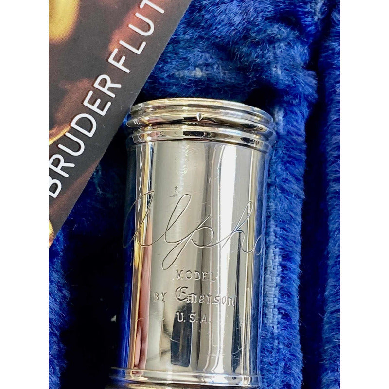 Flauta Transversal Emerson Alpha - Porta Lábio & Riser em Prata Maciça - Made in Usa