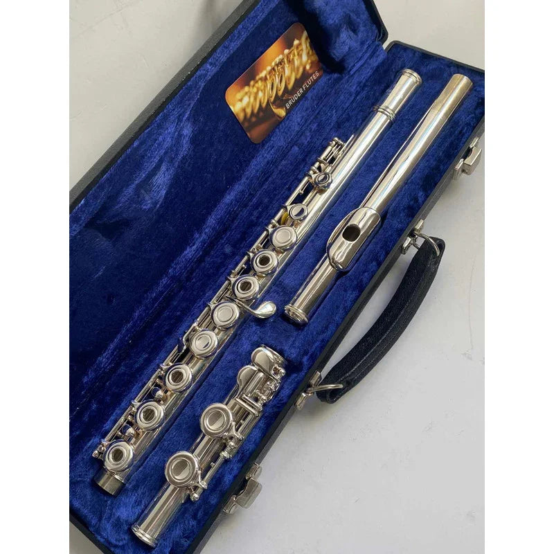 Flauta Transversal Emerson Eld Oh P.lábio+riser Prata Usa #9 Prata