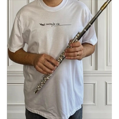 Camiseta Flauta Transversal -  A Arte Imita A Vida   Top Branco Lart Imite La Vie P