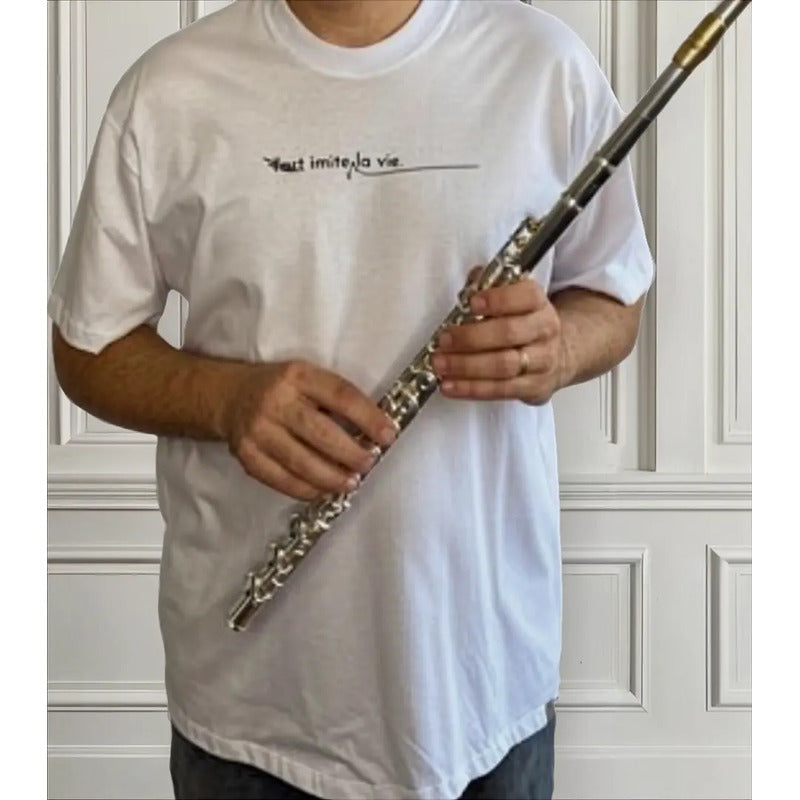 Camiseta Flauta Transversal -  A Arte Imita A Vida   Top Branco Lart Imite La Vie Xg