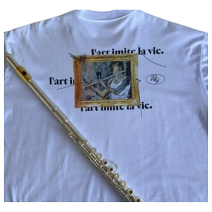 Camiseta Flauta Transversal -  A Arte Imita A Vida   Top Branco Lart Imite La Vie Xg