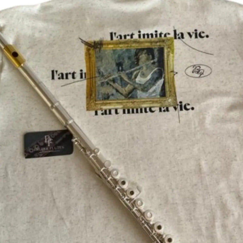 Camiseta Flauta Transversal A Arte Imita A Vida / Linho Veja Linho Lart Imite La Vida M Liso
