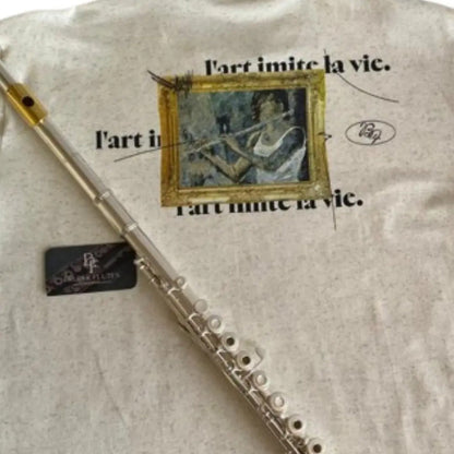 Camiseta Flauta Transversal A Arte Imita A Vida / Linho Veja Linho Lart Imite La Vida G Liso