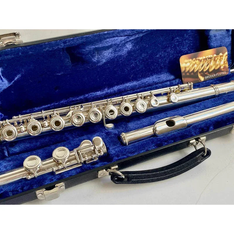 Flauta Transversal Emerson Eld Oh P.lábio+riser Prata Usa #9 Prata