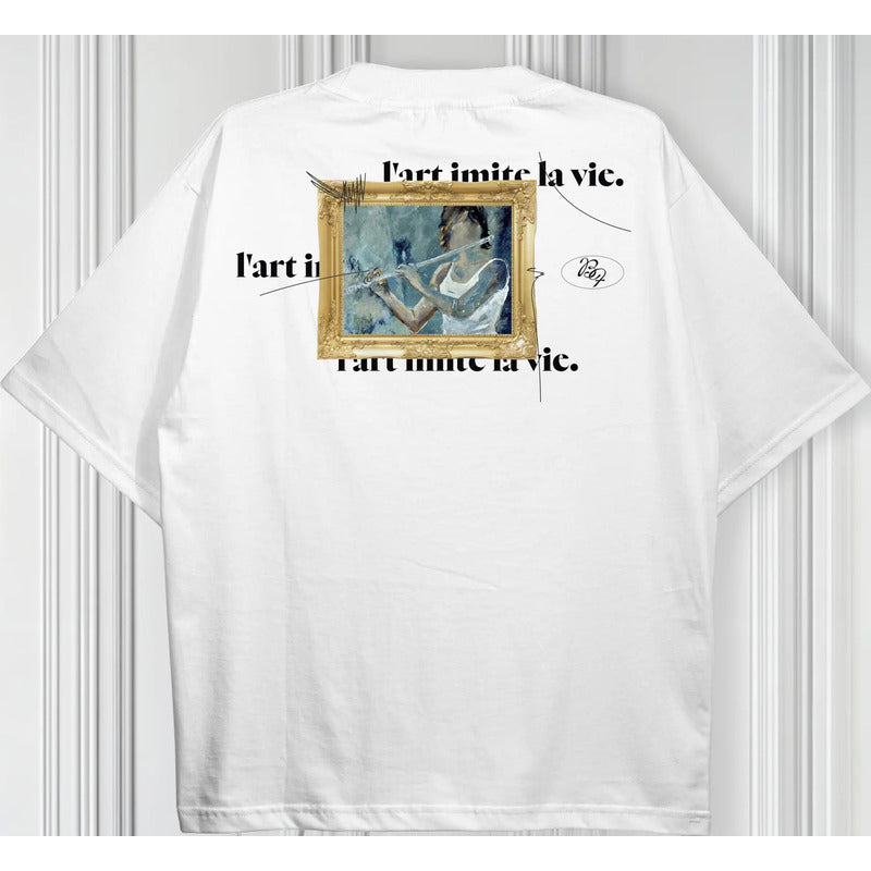 Camiseta Flauta Transversal -  A Arte Imita A Vida   Top Branco Lart Imite La Vie P