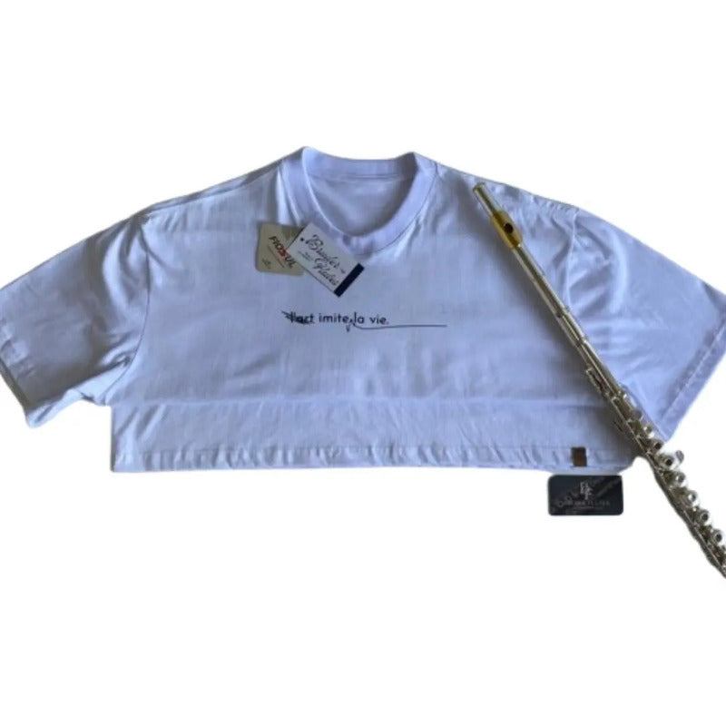 Camiseta Flauta Transversal -  A Arte Imita A Vida   Top Branco Lart Imite La Vie M