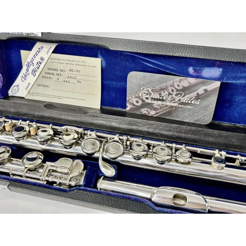 Flauta Transv Miyazawa Ms-95 Bocal Prata Made In Japan  #145 Prateado