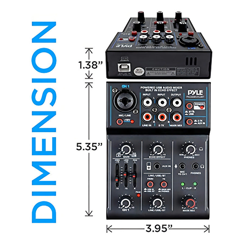 Mixer De Áudio Sem Fio Pyle Pad33mxubt Bluetooth Para Djs Com 5 Entradas