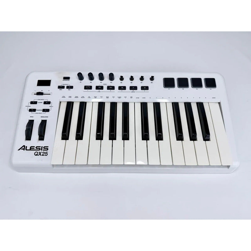 Teclado Controlador Midi Alesis Qx25 25 Teclas Branco