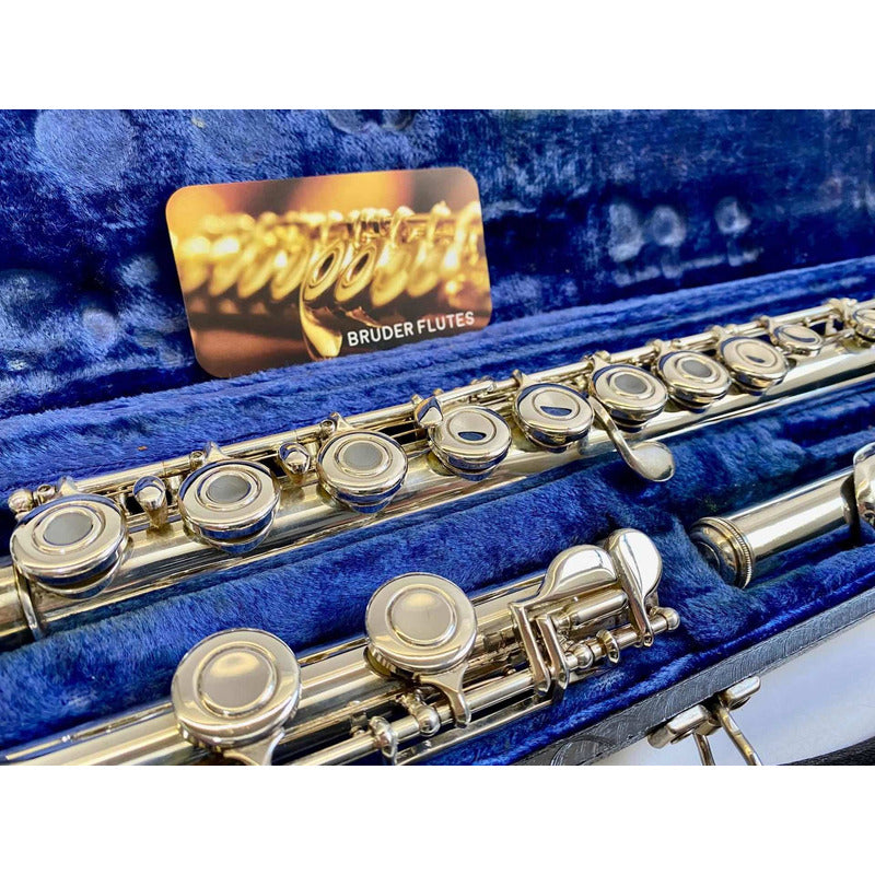 Flauta Transversal Emerson Alpha - Porta Lábio & Riser em Prata Maciça - Made in Usa