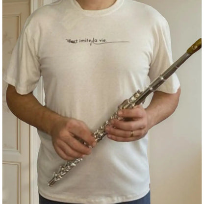 Camiseta Flauta Transversal A Arte Imita A Vida / Linho Veja Linho Lart Imite La Vida P Liso