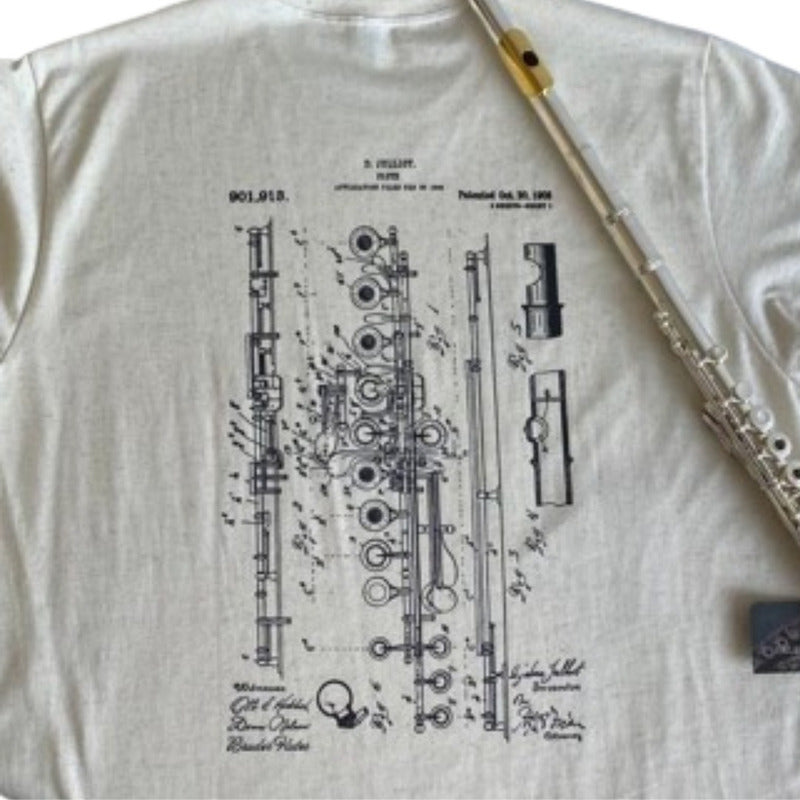 Camiseta Flauta Transversal Djalma Julliot - Project / Linho Linho Djalma Julliot Projeto Flauta Gg Estampa Localizada