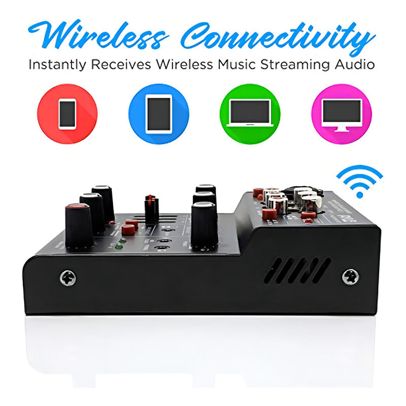Mixer De Áudio Sem Fio Pyle Pad33mxubt Bluetooth Para Djs Com 5 Entradas