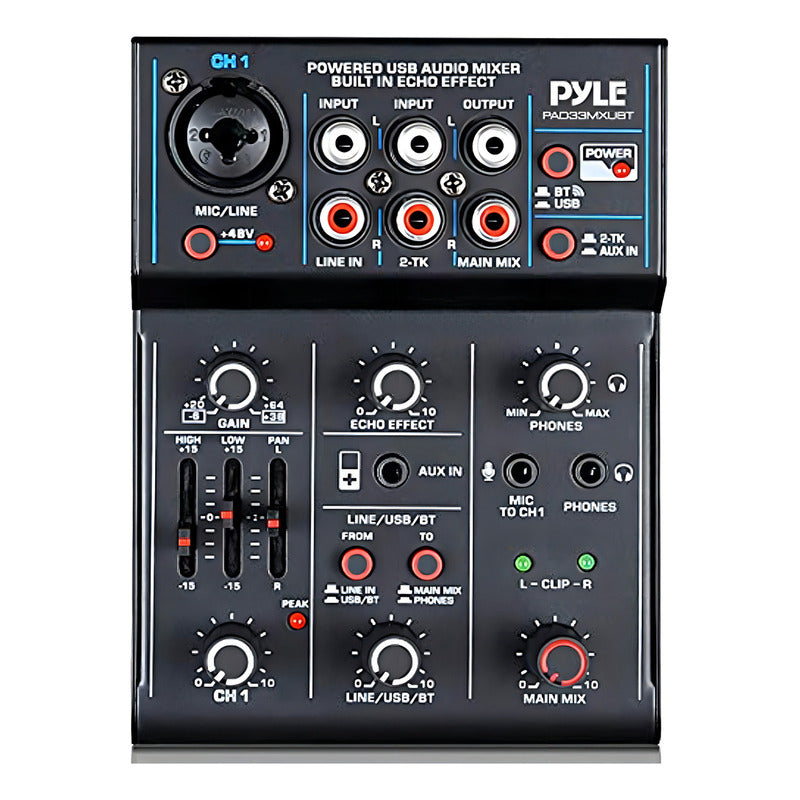 Mixer De Áudio Sem Fio Pyle Pad33mxubt Bluetooth Para Djs Com 5 Entradas