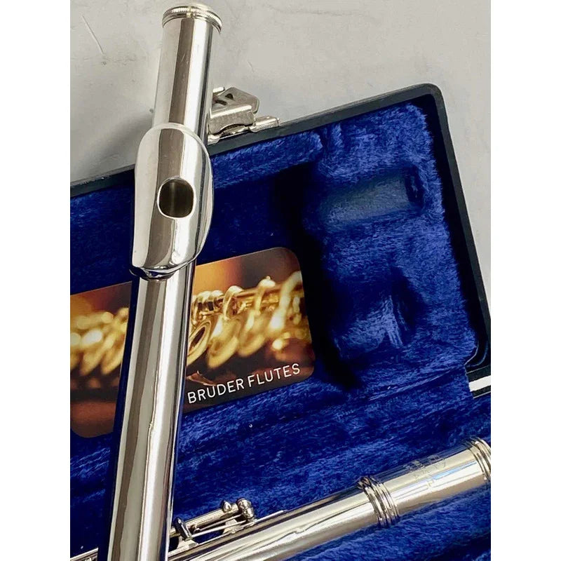 Flauta Transversal Emerson Eld Oh P.lábio+riser Prata Usa #9 Prata