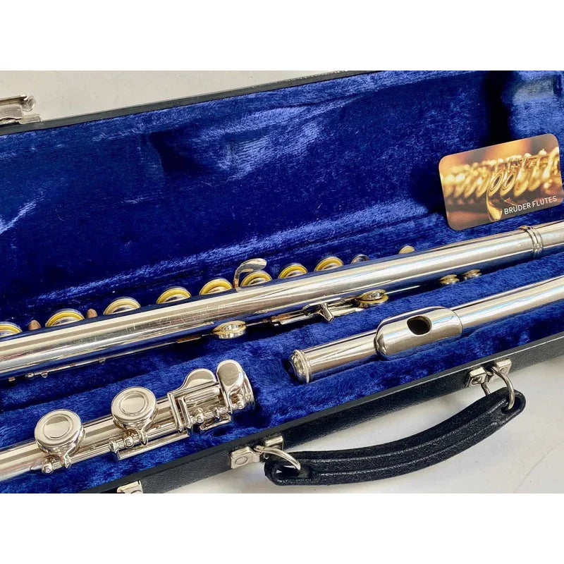 Flauta Transversal Emerson Eld Oh P.lábio+riser Prata Usa #9 Prata