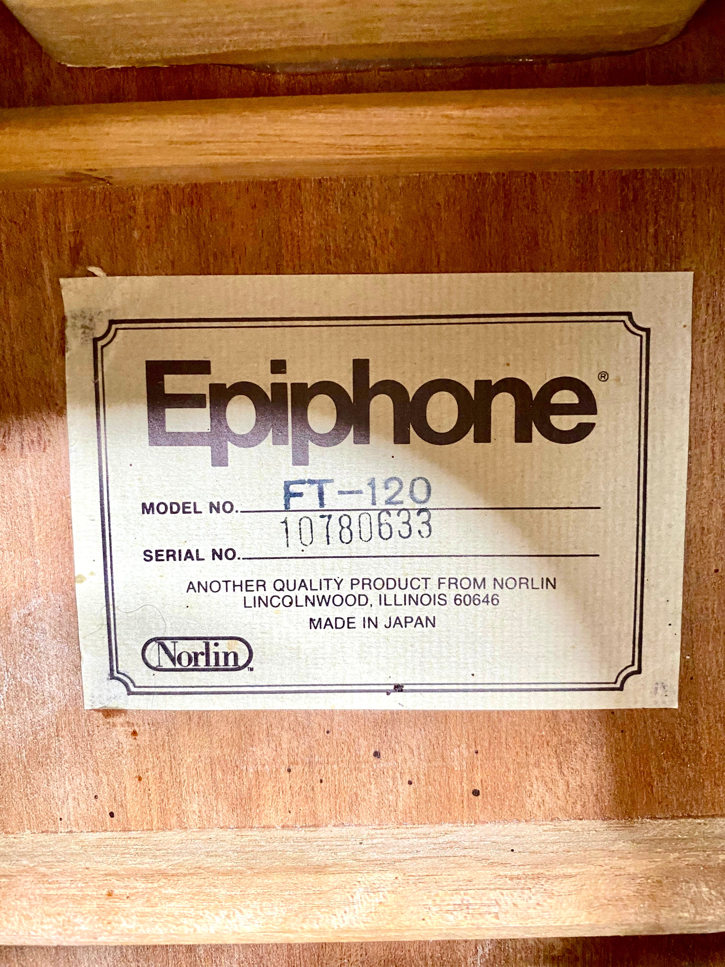 Violão EpiPhone Ft 120 - Japan  - Acústico / Vintage #58 Natural Destro Pau-rosa